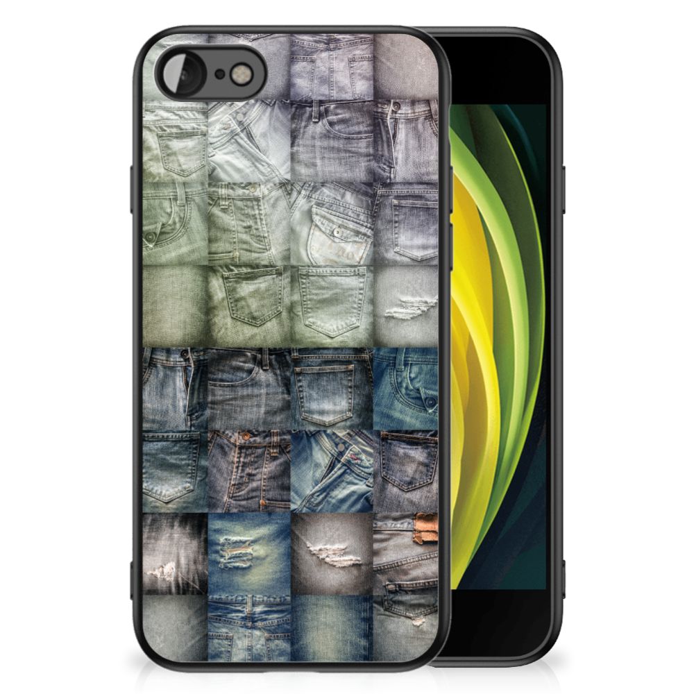 GSM Cover iPhone SE 2022 | SE 2020 | 7/8 Spijkerbroeken met denim design en schokabsorberend TPU materiaal.