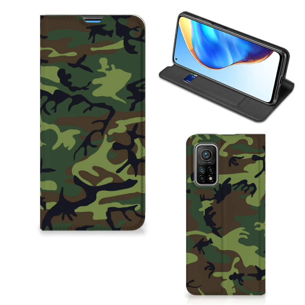 Xiaomi Mi 10T | 10T Pro Hoesje met Magneet Army Dark - B2C Telecom