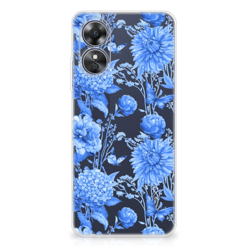TPU Case voor OPPO A17 Flowers Blue