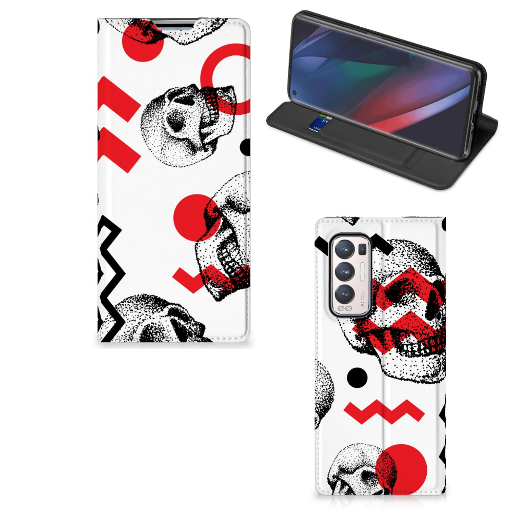 Mobiel BookCase OPPO Find X3 Neo Skull Red - B2C Telecom