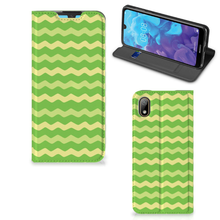 Huawei Y5 (2019) Hoesje met Magneet Waves Green - B2C Telecom