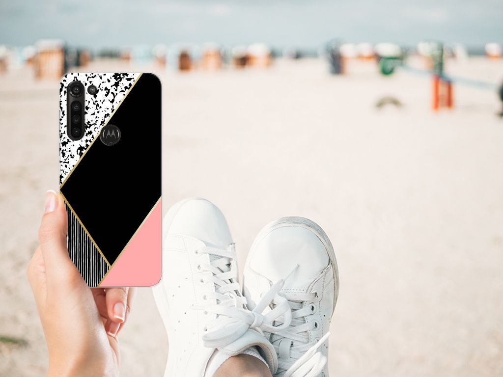 Motorola Moto G8 Power TPU Hoesje Zwart Roze Vormen B2C Telecom