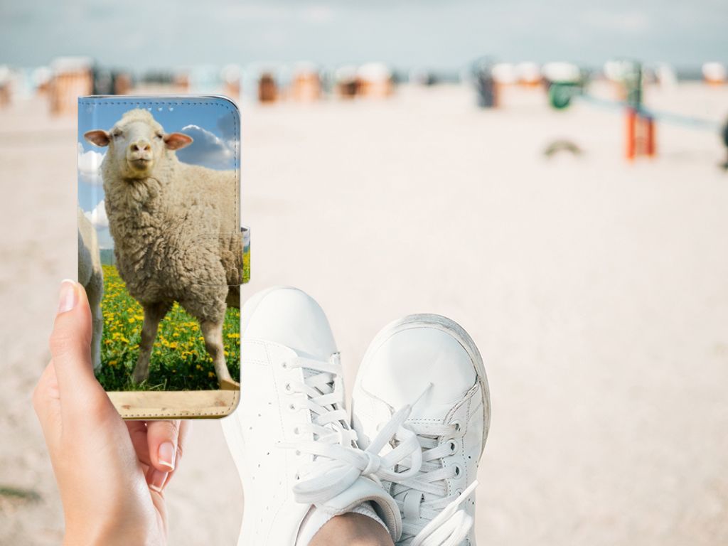 Huawei P40 Lite Telefoonhoesje met Pasjes Schaap en Lammetje