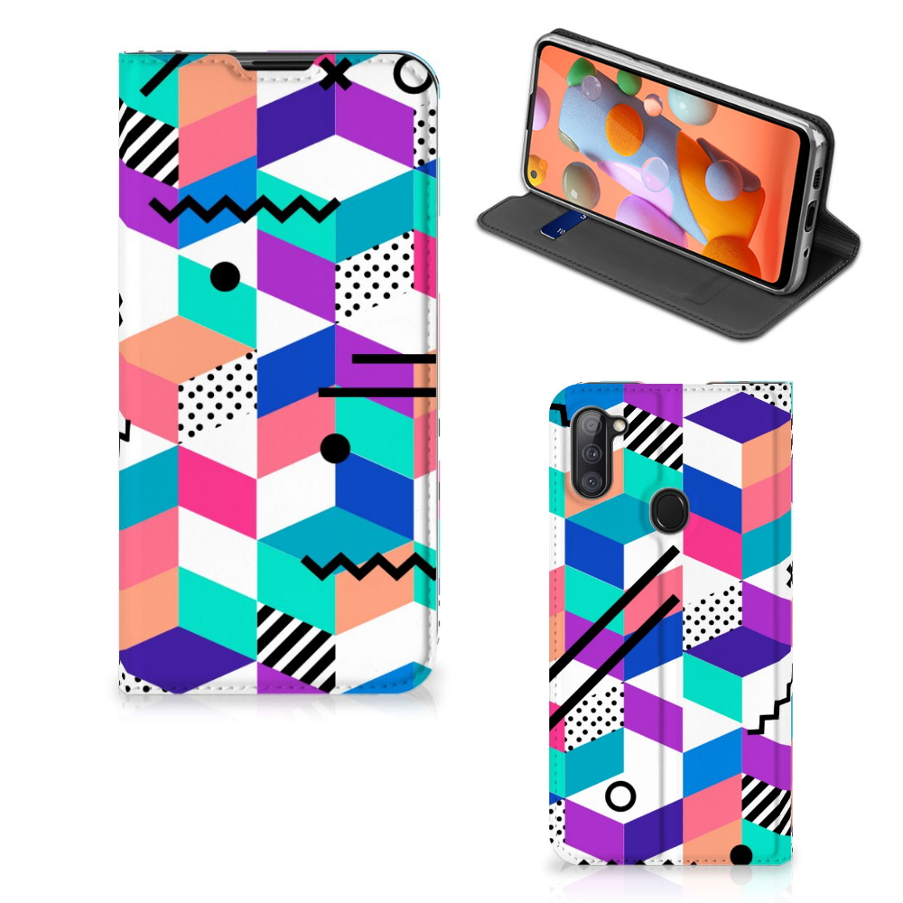 Samsung Galaxy M11 | A11 Stand Case Blokken Kleurrijk - B2C Telecom