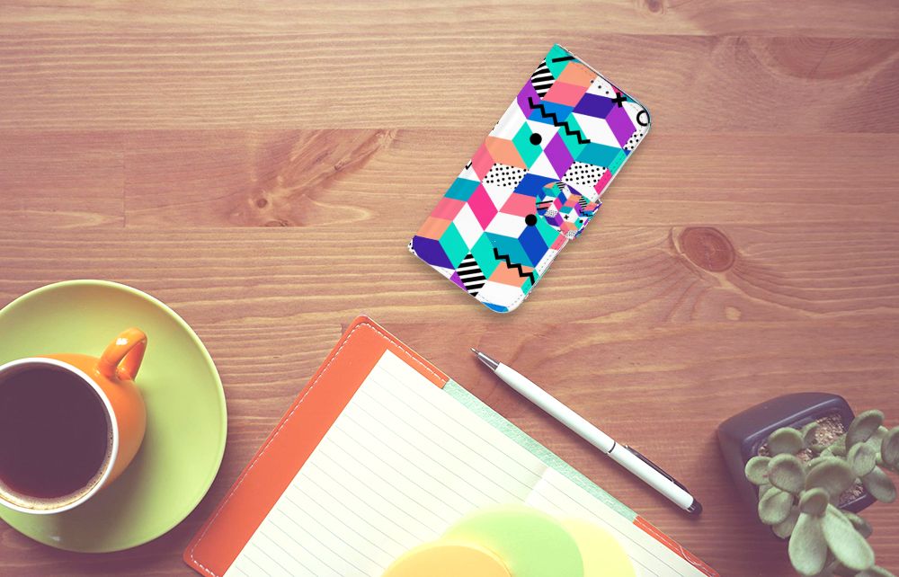 Samsung Galaxy A20e Book Case Blokken Kleurrijk