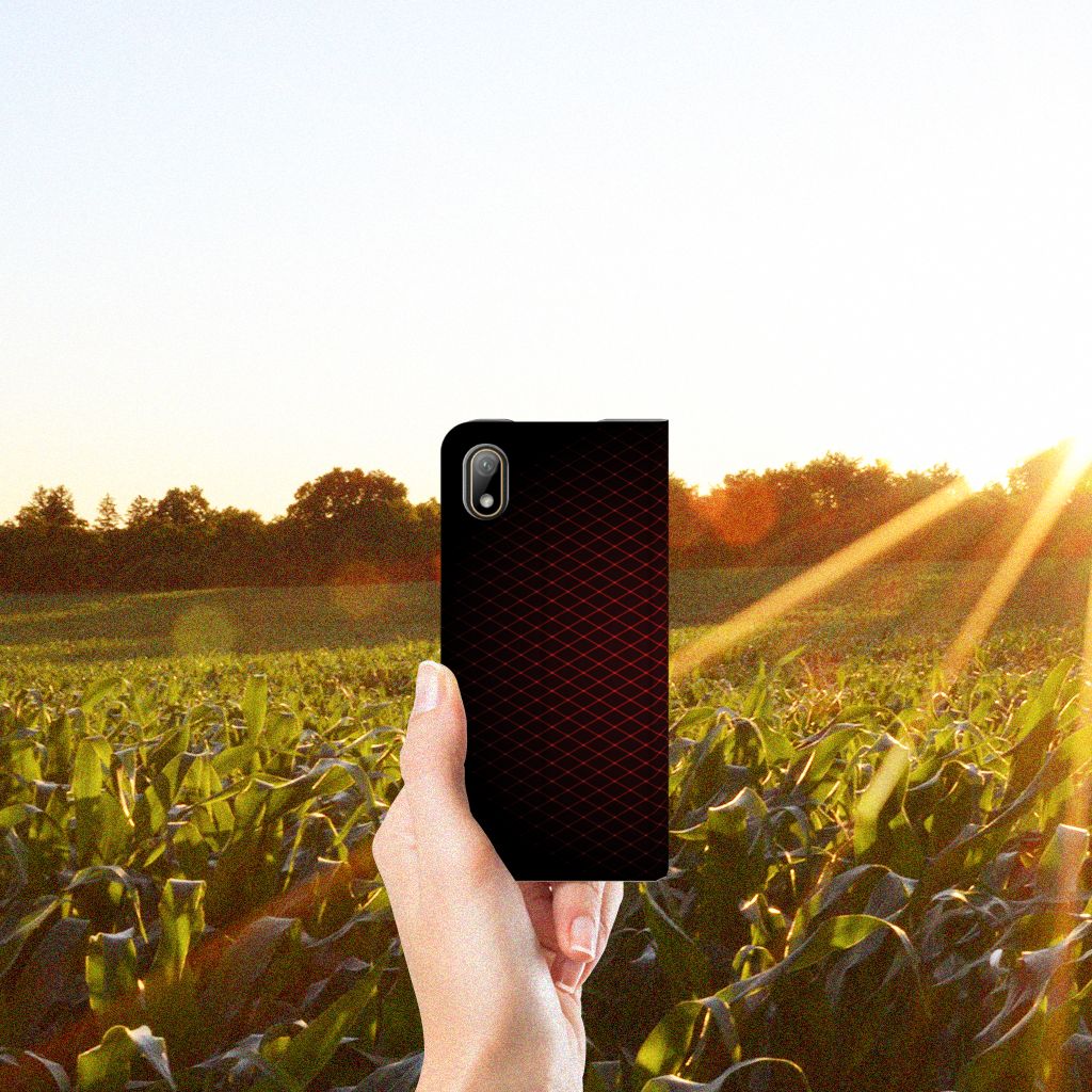 Huawei Y5 (2019) Hoesje met Magneet Geruit Rood - B2C Telecom