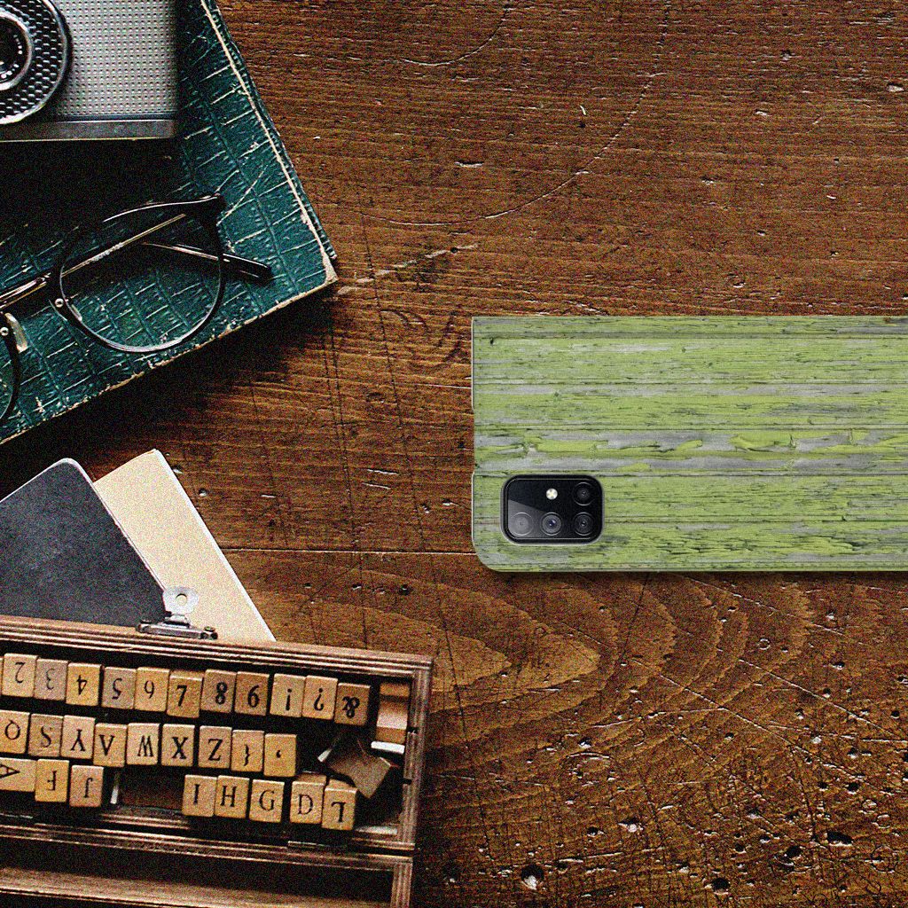 Samsung Galaxy M51 Book Wallet Case Green Wood - B2C Telecom