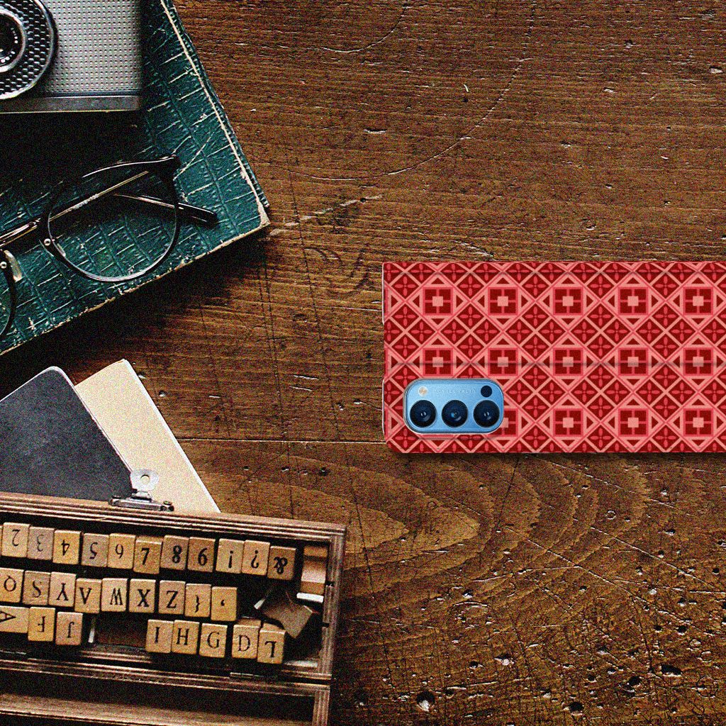 OPPO Reno4 Pro 5G Hoesje met Magneet Batik Rood - B2C Telecom