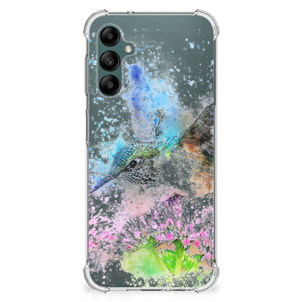 Back Cover Samsung Galaxy A14 5G/4G Vogel met kleurrijk vogelontwerp en bloemen.