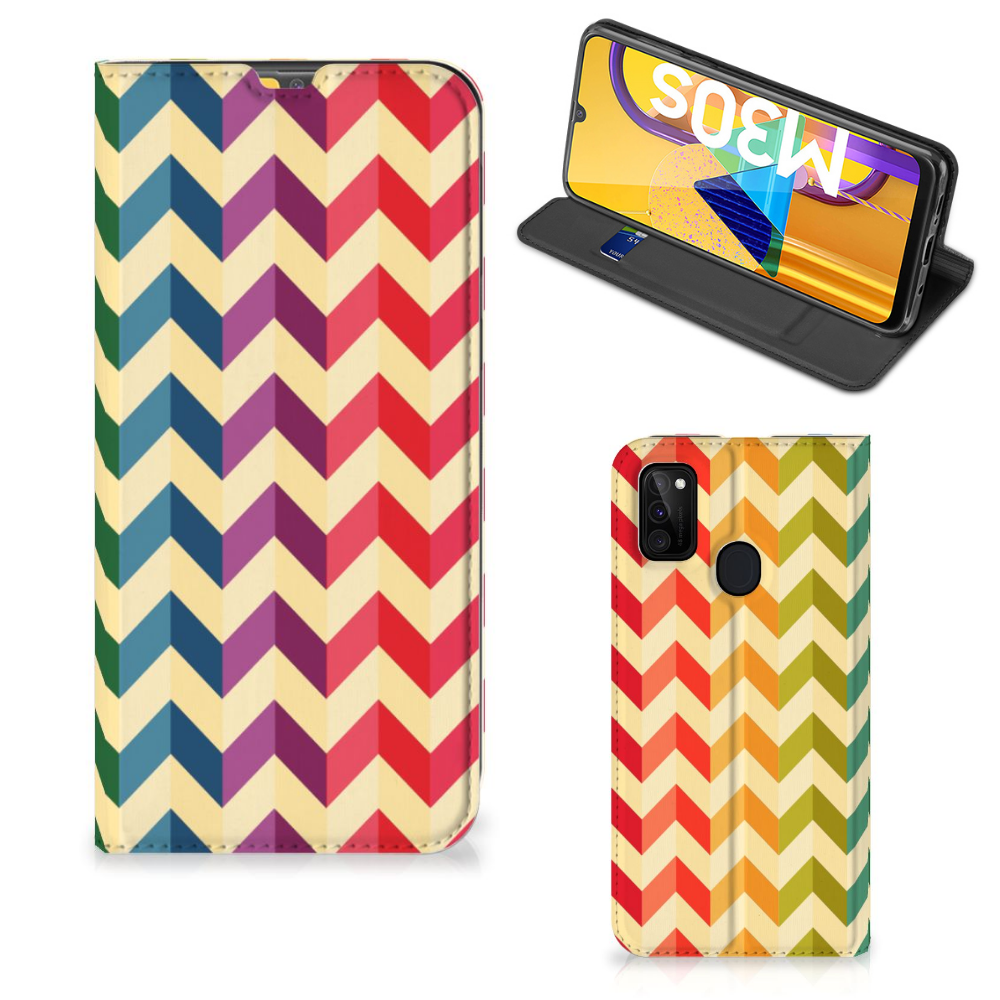 Samsung Galaxy M30s | M21 Hoesje met Magneet Zigzag Multi Color - B2C Telecom
