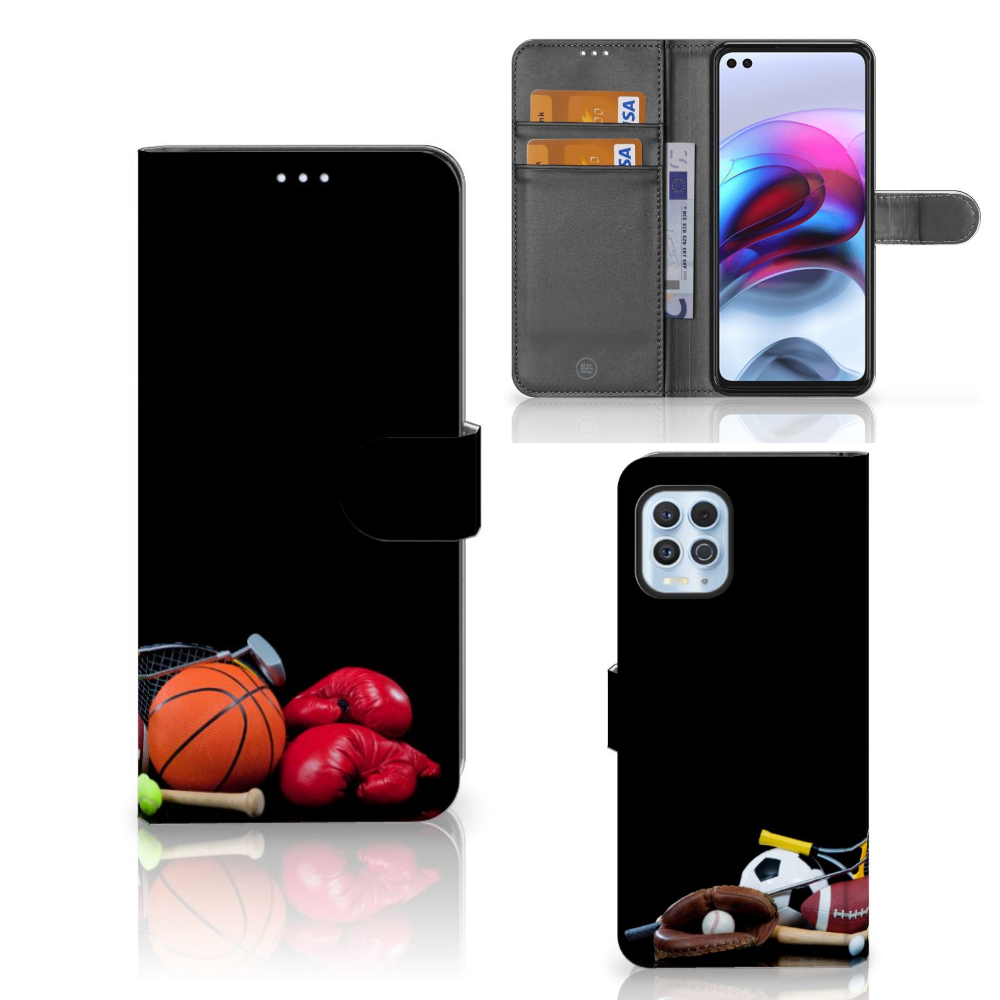 Motorola Moto G100 Wallet Case met Pasjes Sports met sportafbeeldingen en pasjeshouders