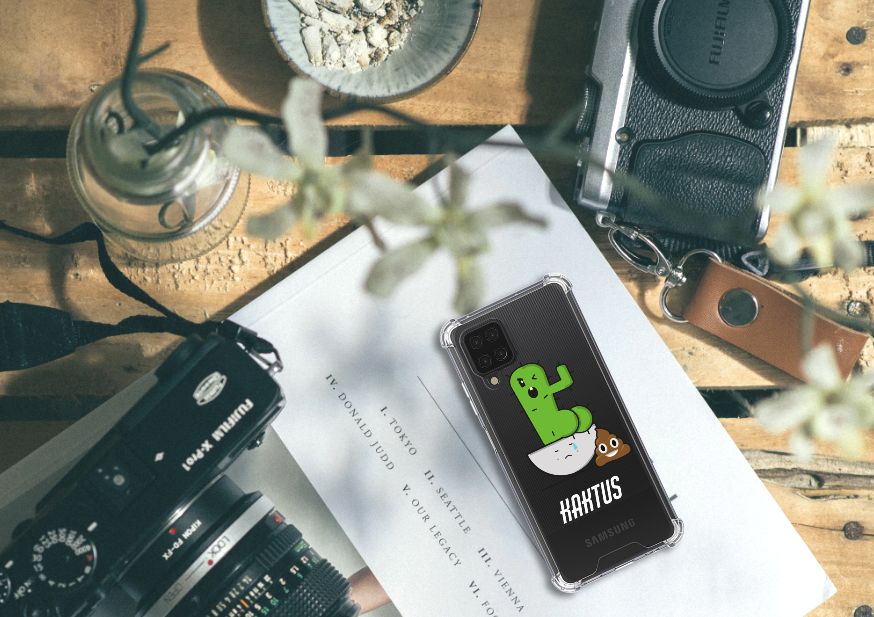 Samsung Galaxy A12 Stevig Bumper Hoesje Cactus Poo - B2C Telecom