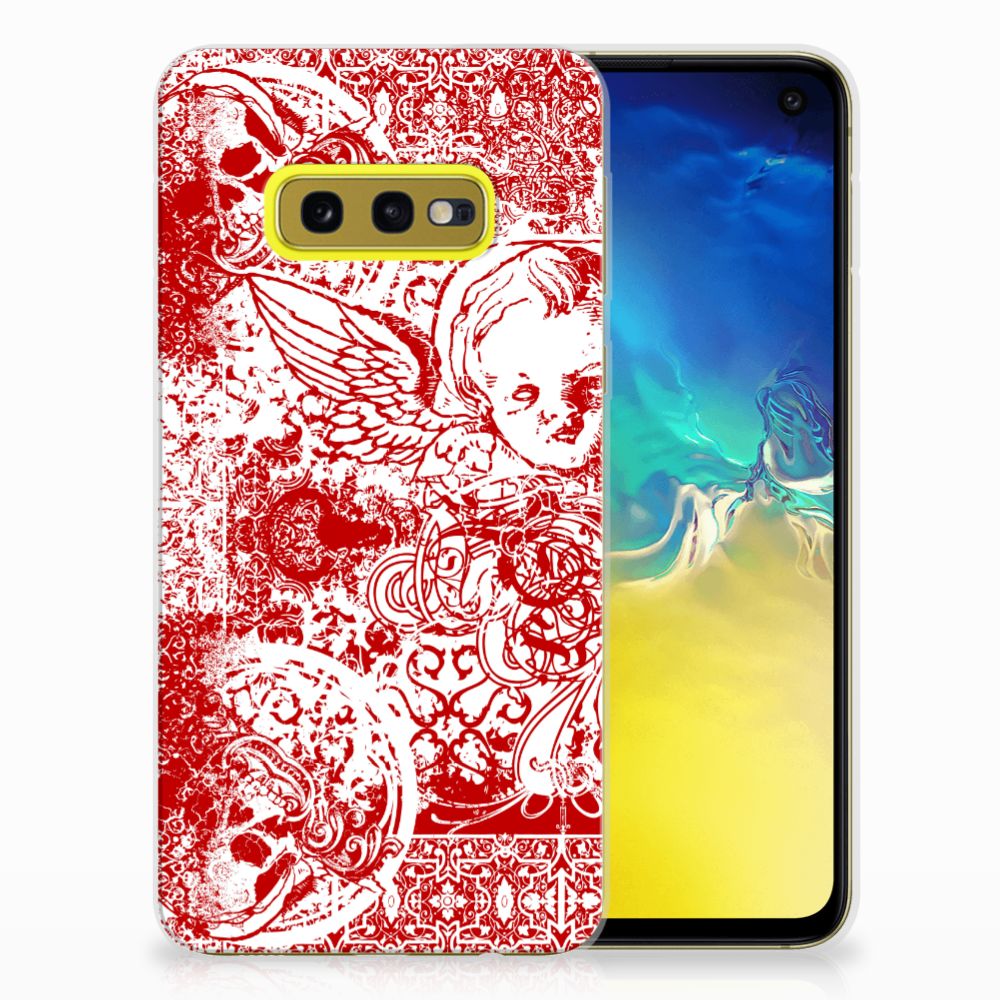 Silicone Back Case Samsung Galaxy S10e Angel Skull Rood
