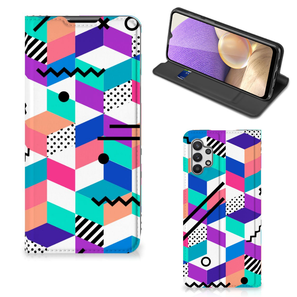 Samsung Galaxy A32 5G Stand Case Blokken Kleurrijk - B2C Telecom