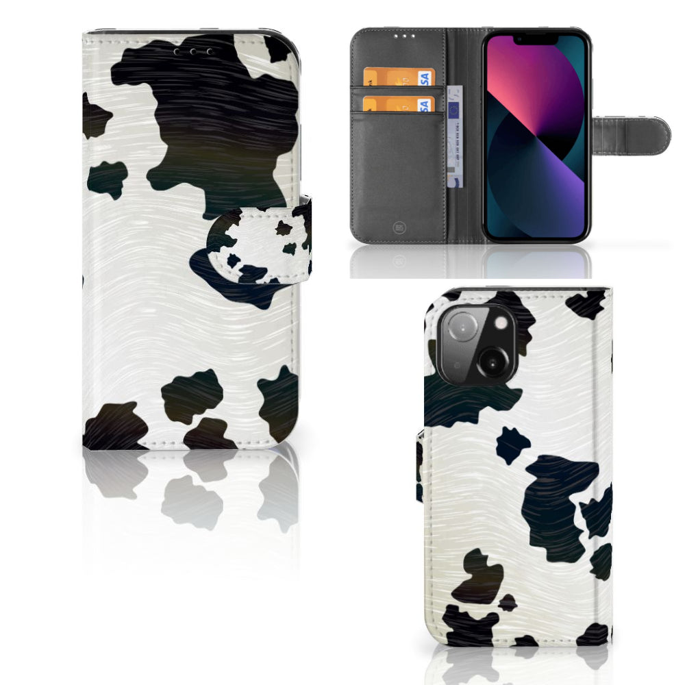 iPhone 13 Mini Telefoonhoesje met Pasjes Koeienvlekken