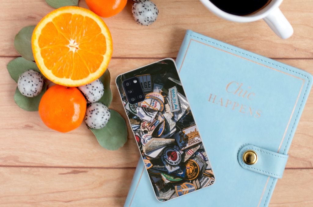 Samsung Galaxy A31 Siliconen Hoesje met foto Badges B2C Telecom