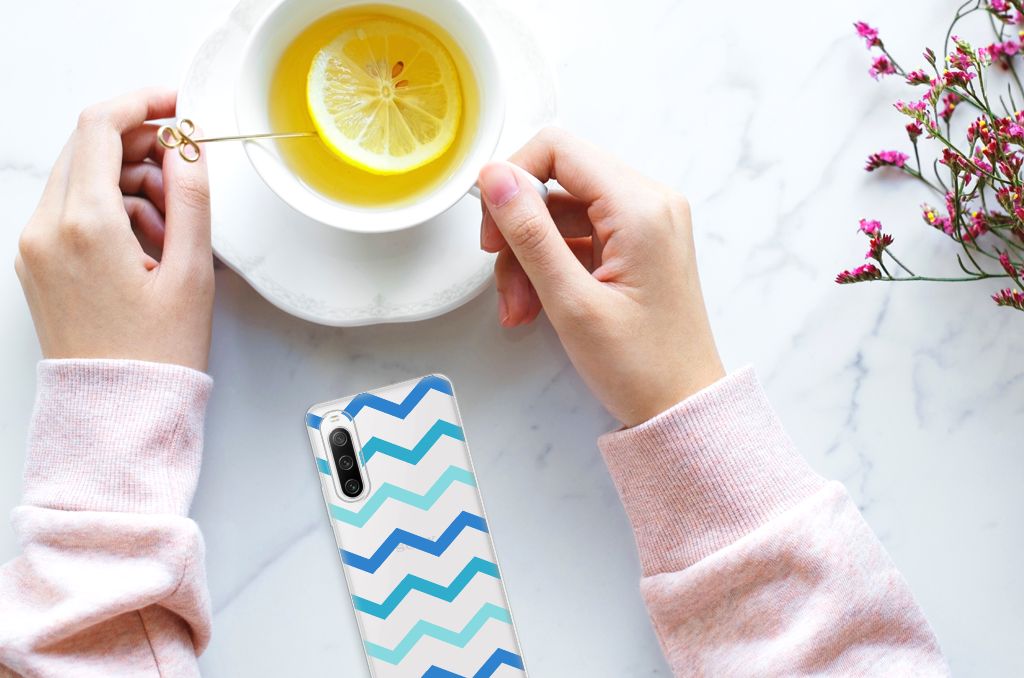 Sony Xperia 10 IV TPU bumper Zigzag Blauw B2C Telecom