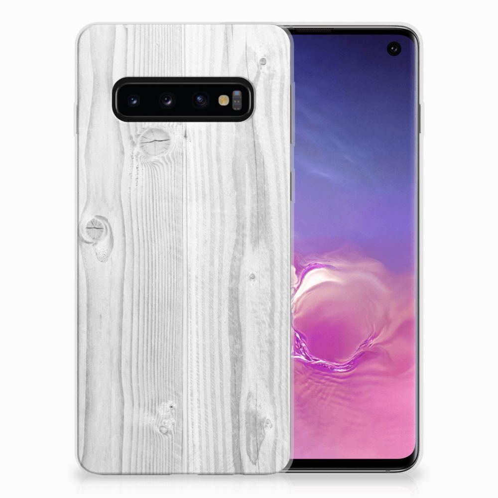 Samsung Galaxy S10 Bumper Hoesje White Wood