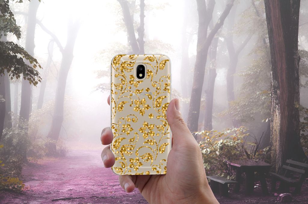 Samsung Galaxy J5 2017 TPU Case Gouden Bloemen