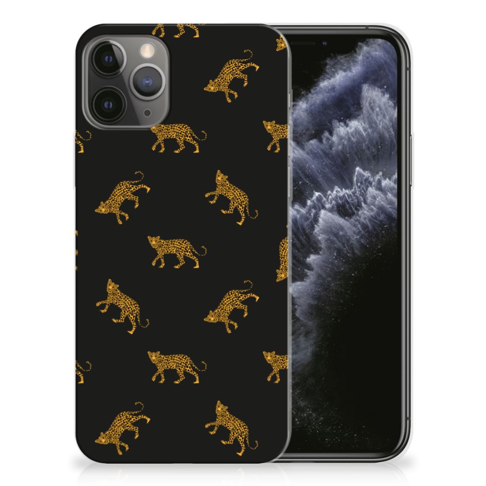 TPU Hoesje voor Apple iPhone 11 Pro Leopards met unieke luipaardenprint in goudkleur.