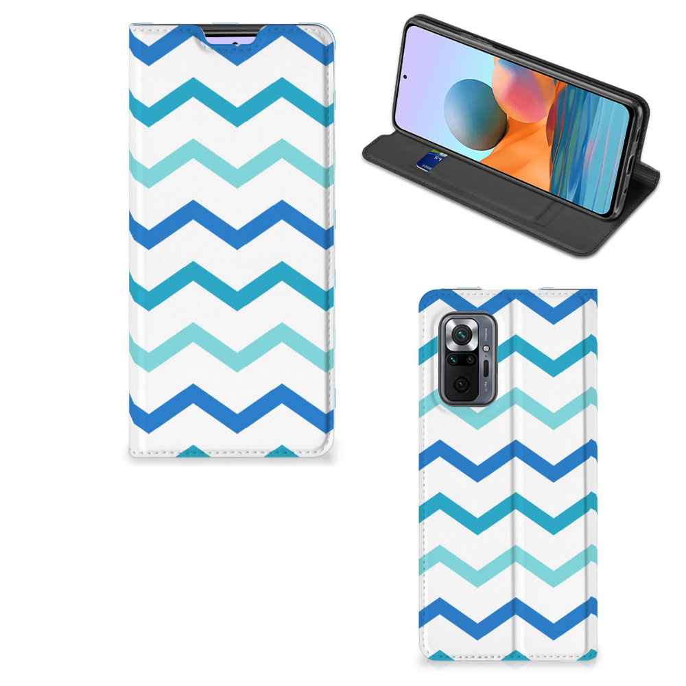 Xiaomi Redmi Note 10 Pro Hoesje met Magneet Zigzag Blauw - B2C Telecom