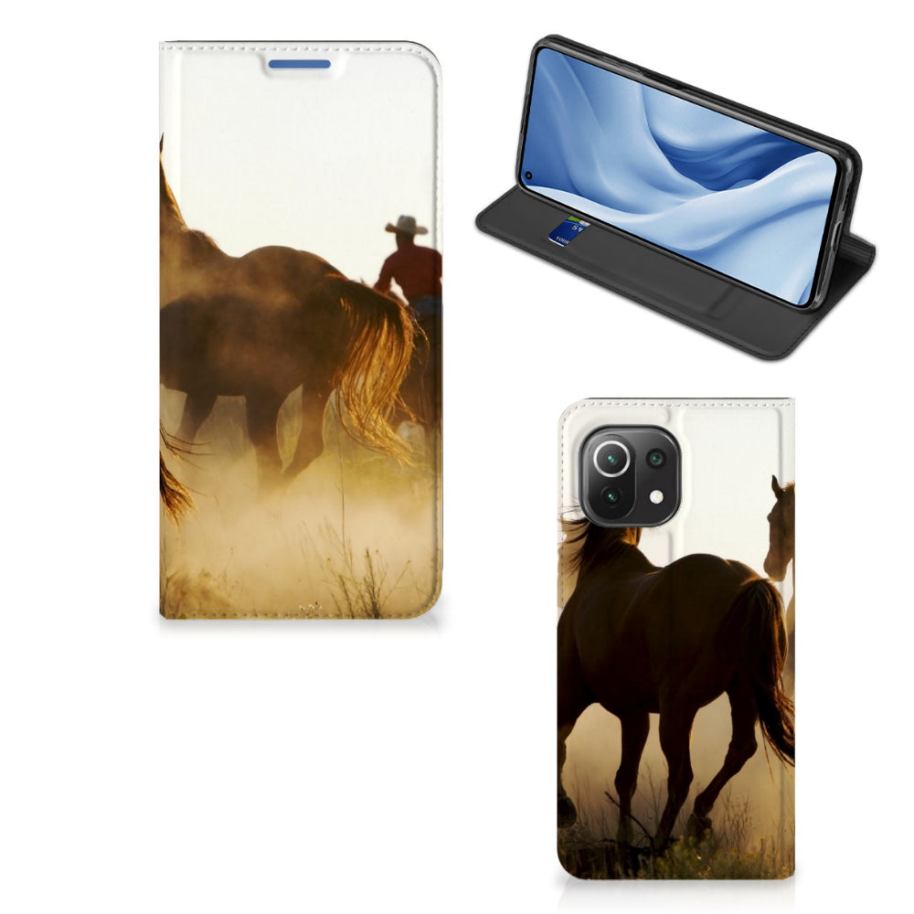 Xiaomi 11 Lite NE 5G | Mi 11 Lite Hoesje maken Design Cowboy met paardenprint en cowboy afbeelding.