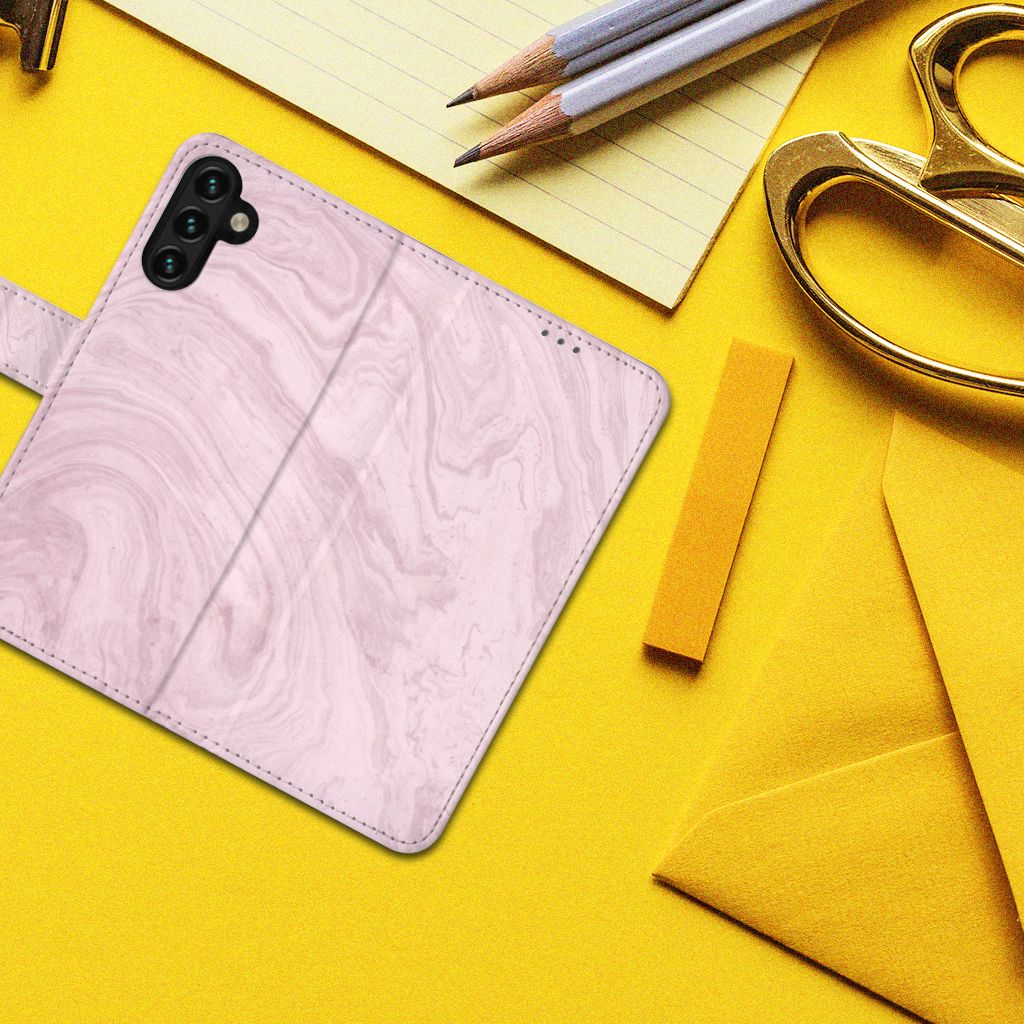 Samsung Galaxy A04s | Samsung Galaxy A13 5G Bookcase Marble Pink - Origineel Cadeau Vriendin
