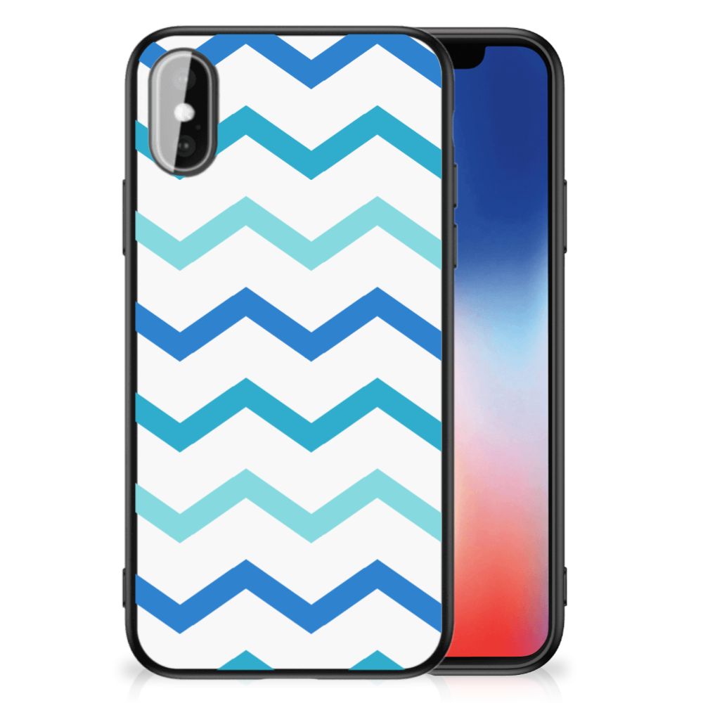 iPhone X | Xs Back Case Zigzag Blauw