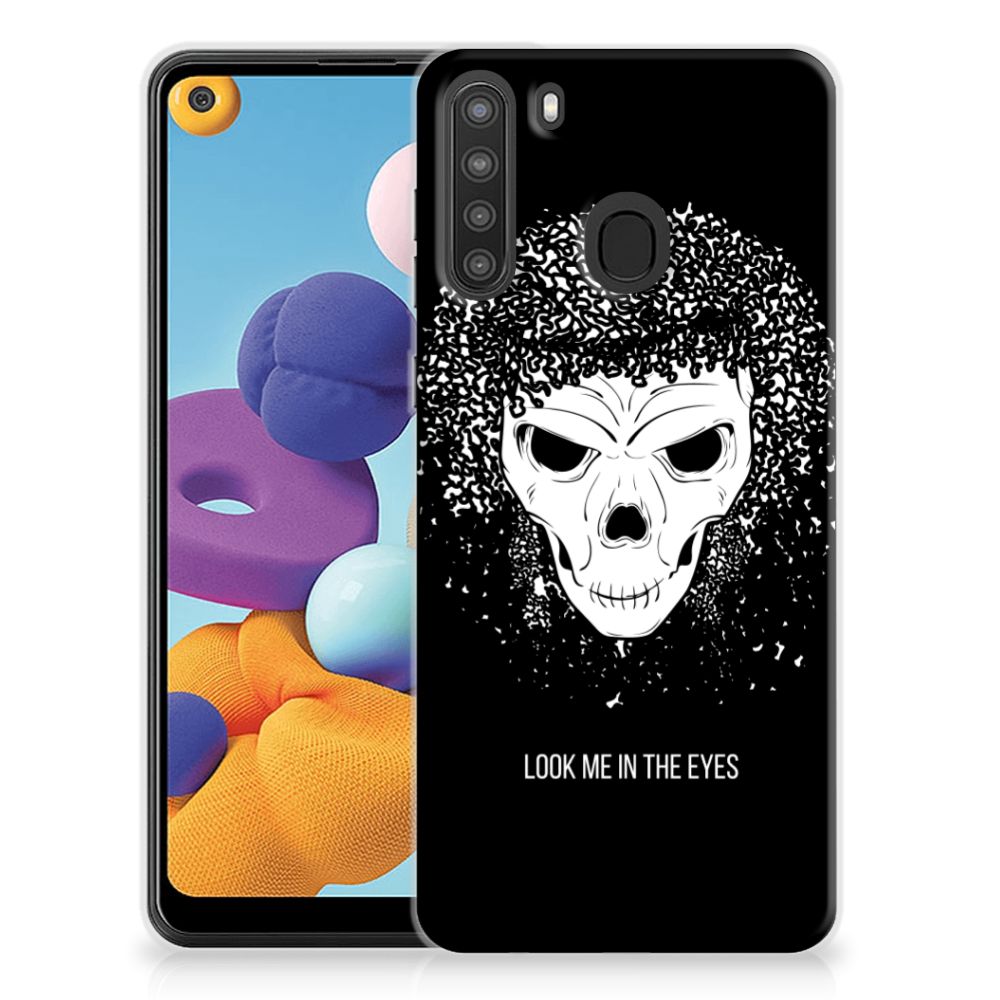 Silicone Back Case Samsung Galaxy A21 Skull Hair