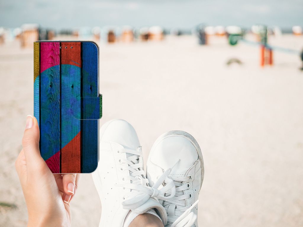Samsung Galaxy M10 Book Style Case Wood Heart - Cadeau voor je Vriend