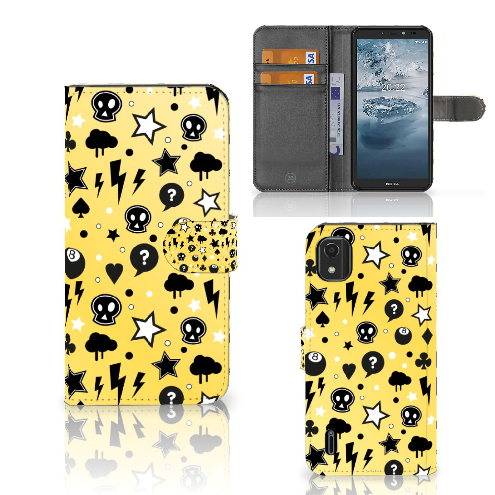 Telefoonhoesje met Naam Nokia C2 2nd Edition Punk Geel