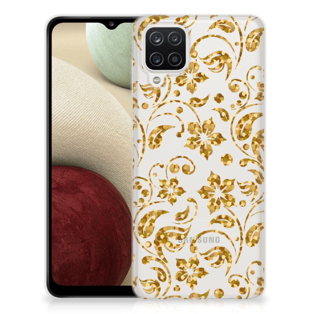 Samsung Galaxy A12 TPU Case Gouden Bloemen B2C Telecom