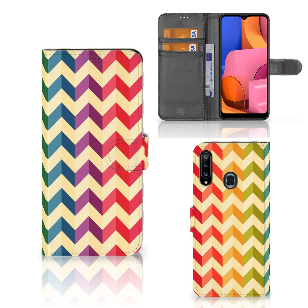 Samsung Galaxy A20s Telefoon Hoesje Zigzag Multi Color