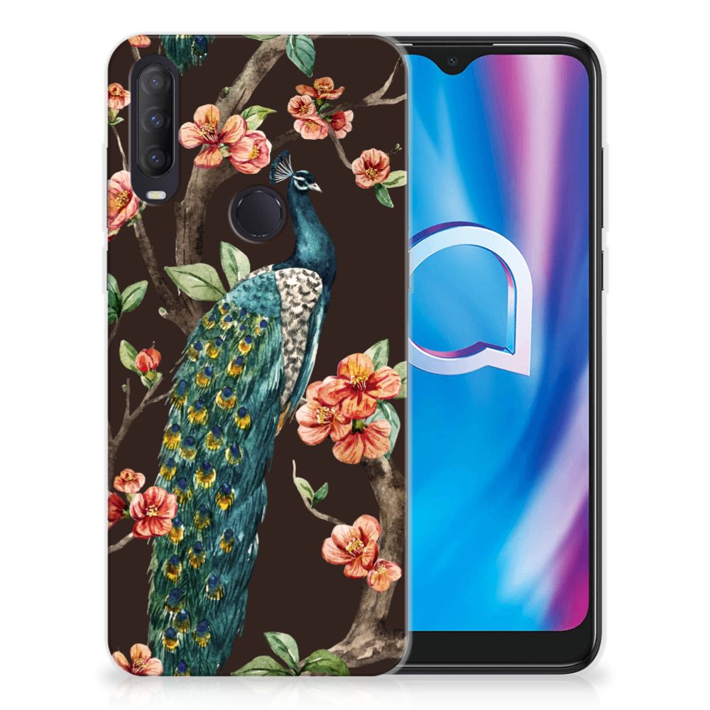 Alcatel 1S (2020) TPU Hoesje Pauw met Bloemen B2C Telecom