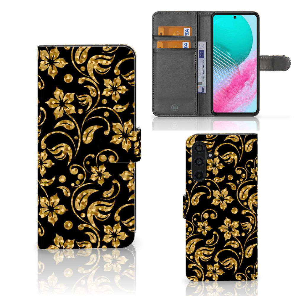 Samsung Galaxy M54 Hoesje Gouden Bloemen