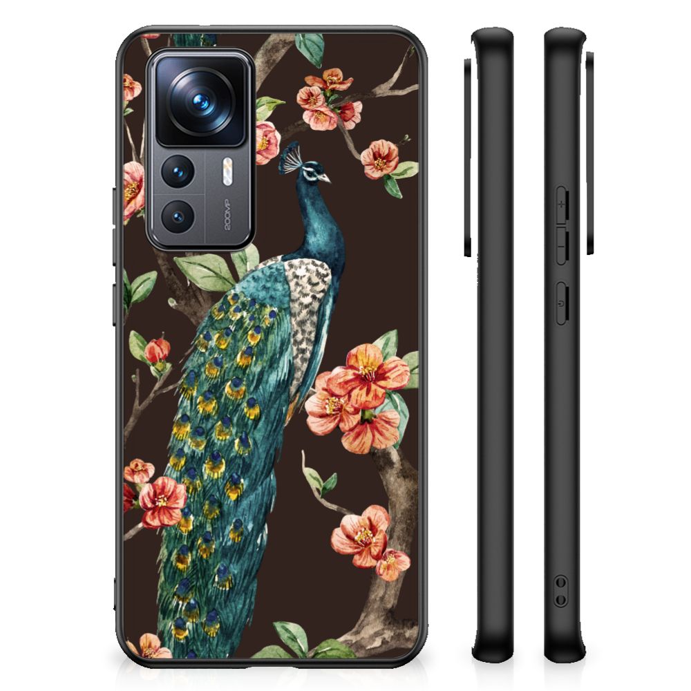 Xiaomi 12T | 12T Pro Dierenprint Telefoonhoesje Pauw met Bloemen
