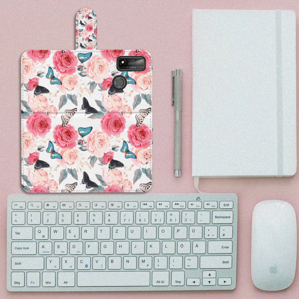 Huawei P Smart 2020 Hoesje Butterfly Roses