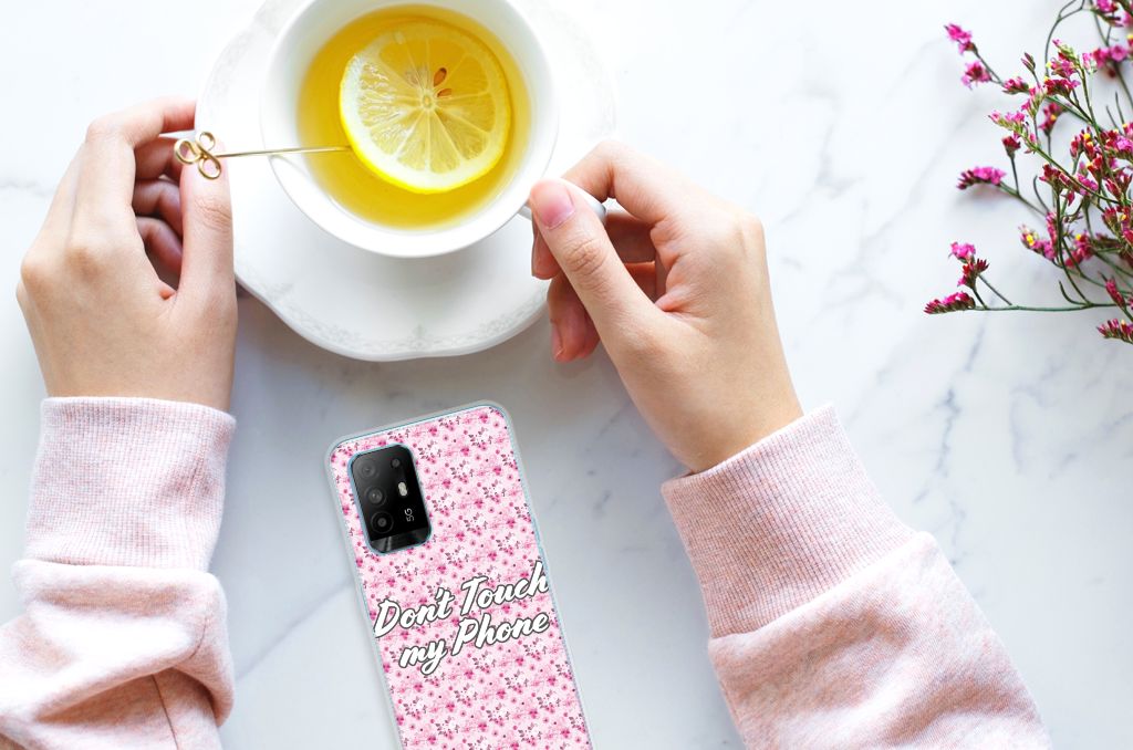 OPPO A94 5G | Reno5 Z Silicone-hoesje Flowers Pink DTMP B2C Telecom