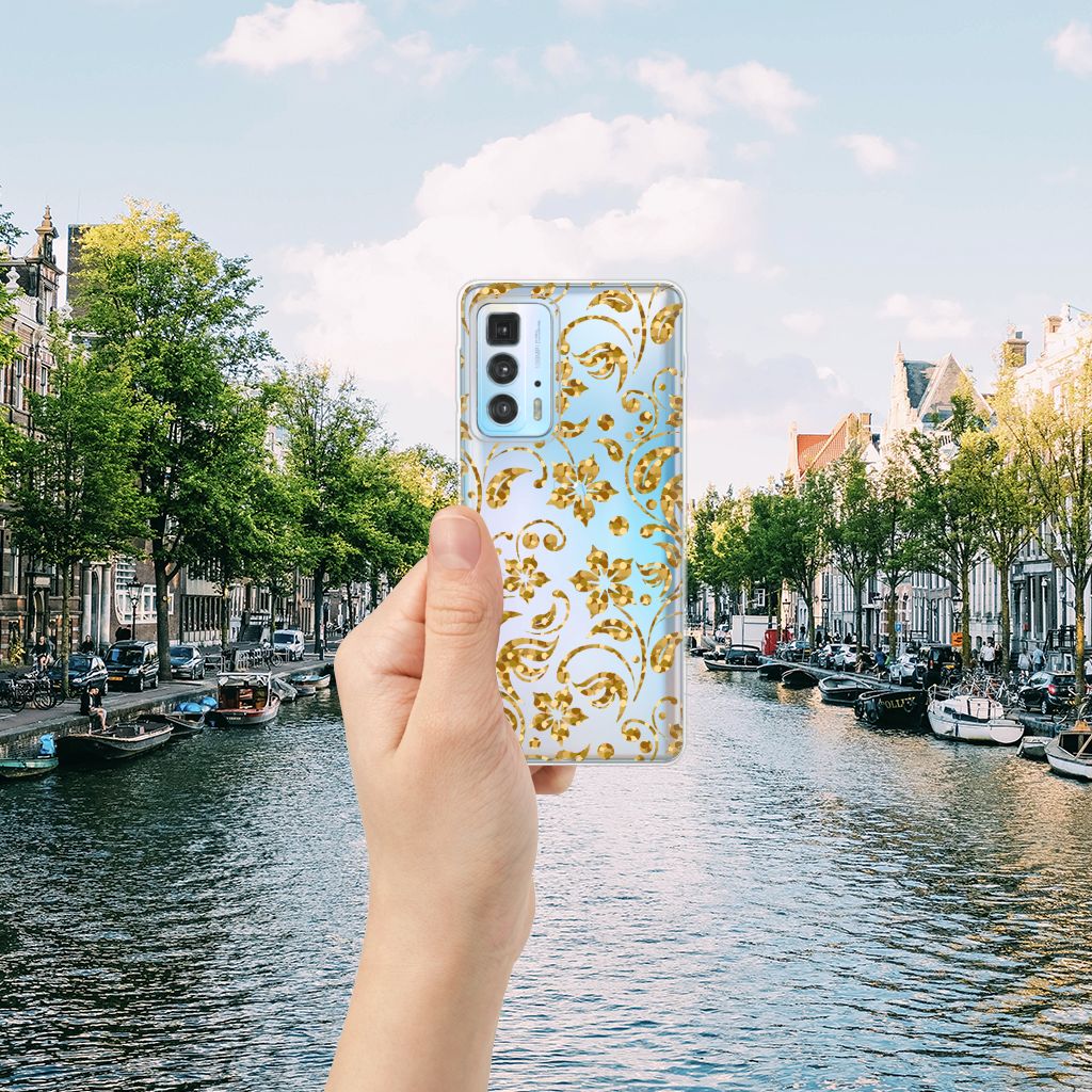 Motorola Edge 20 Pro TPU Case Gouden Bloemen