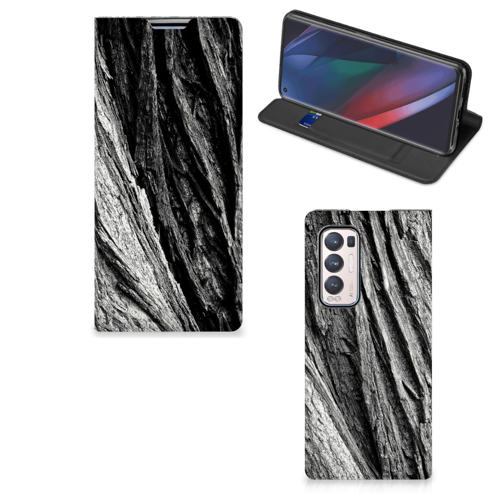 Book Wallet Case OPPO Find X3 Neo Boomschors Grijs - B2C Telecom