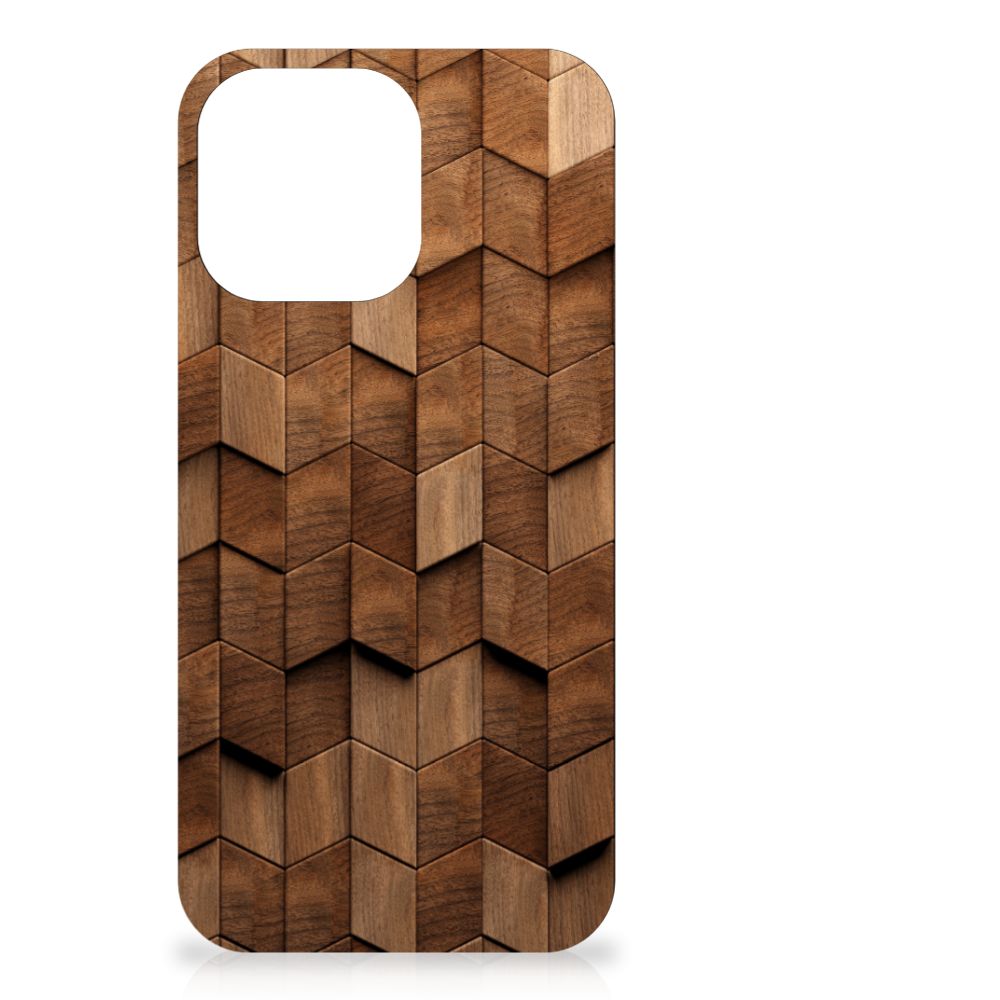 Houten Print Telefoonhoesje voor iPhone 14 Pro Max Wooden Cubes B2C Telecom