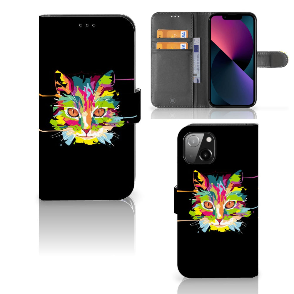 Apple iPhone 13 Leuk Hoesje Cat Color