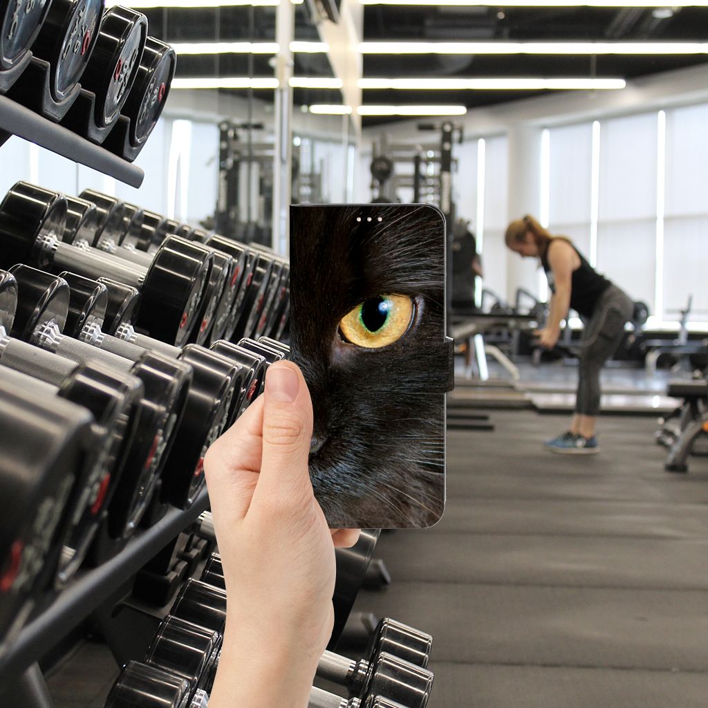 Xiaomi Redmi Note 10/10T 5G | Poco M3 Pro Telefoonhoesje met Pasjes Zwarte Kat