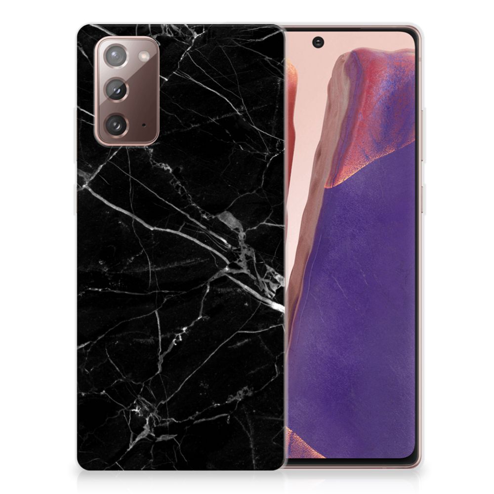 Samsung Note 20 TPU Siliconen Hoesje Marmer Zwart - Origineel Cadeau Vader B2C Telecom