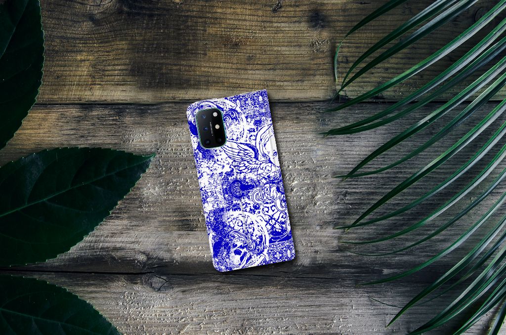 Mobiel BookCase OnePlus 8T Angel Skull Blauw - B2C Telecom