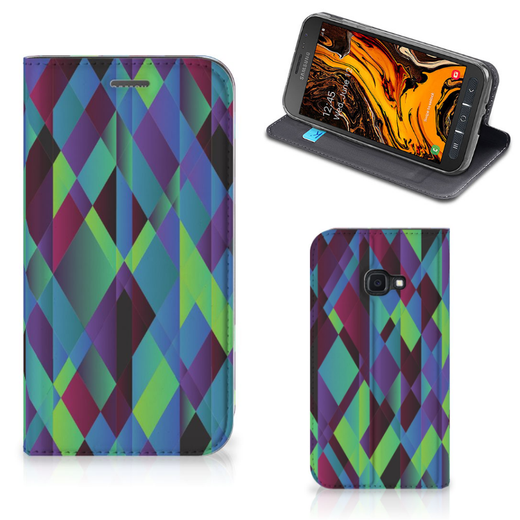 Samsung Galaxy Xcover 4s Stand Case Abstract Green Blue