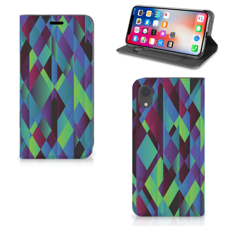 Apple iPhone Xr Stand Case Abstract Green Blue