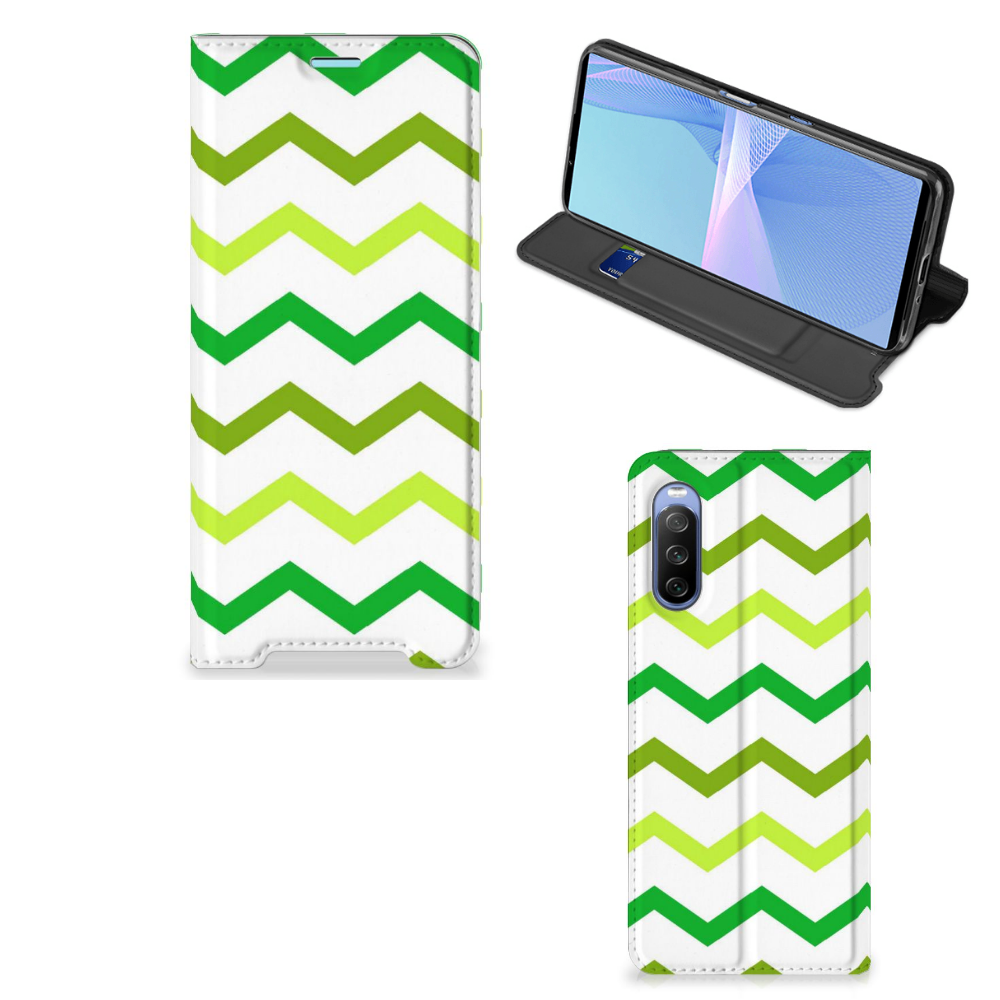 Sony Xperia 10 III Hoesje met Magneet Zigzag Groen - B2C Telecom