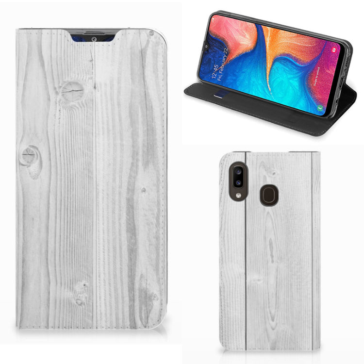 Samsung Galaxy A30 Book Wallet Case White Wood