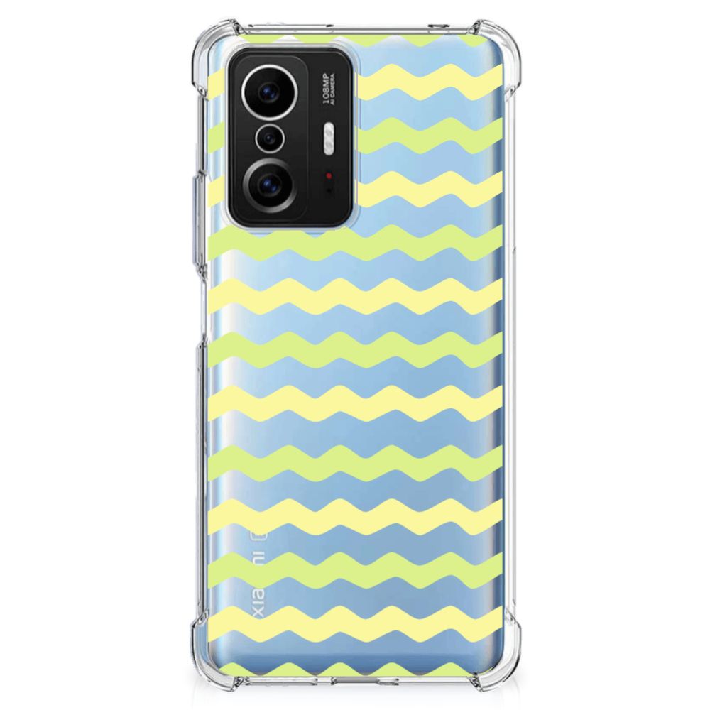 Xiaomi 11T | 11T Pro Doorzichtige Silicone Hoesje Waves Yellow
